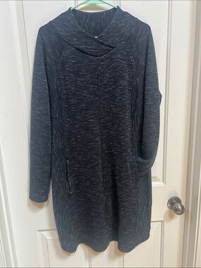 PrAna Dark Heathered Long Hooded Sweatshirt Dress size M